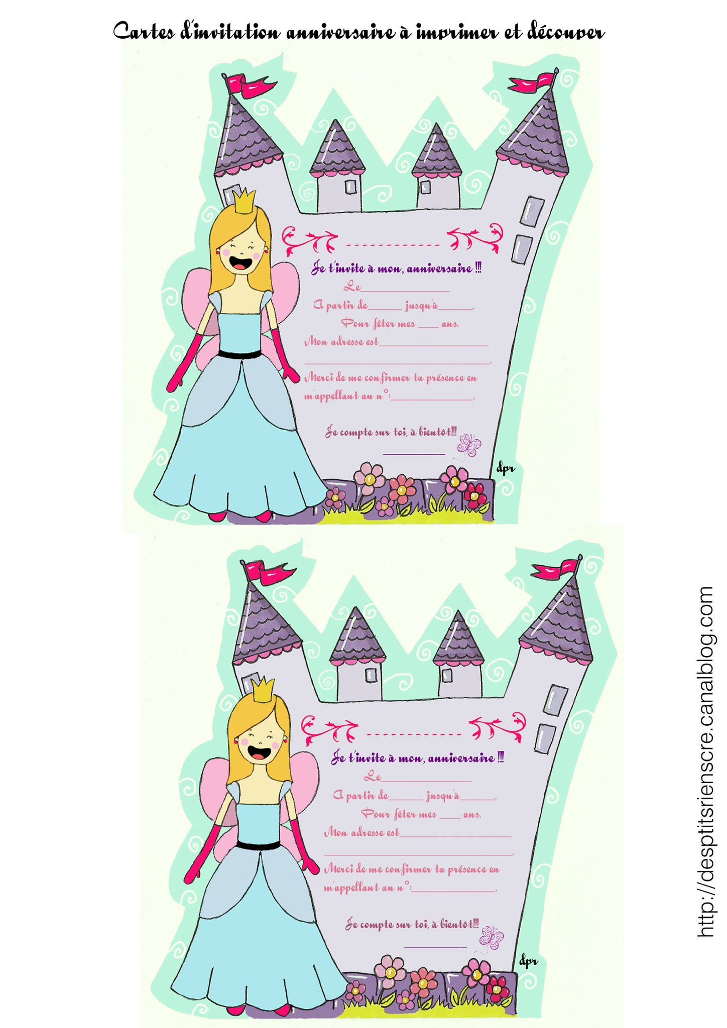 Cartes D Invitation Anniversaire Princesse A Imprimer2 Copie Photo De A Imprimer Des P Tits Riens