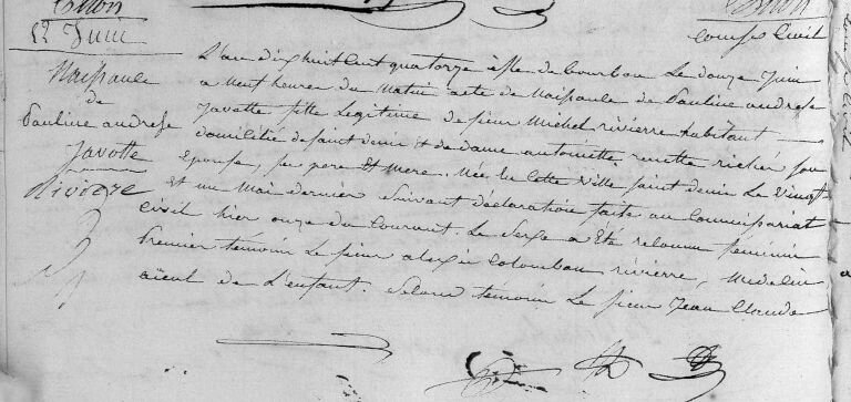 Rivière Pauline Andrese Javotte_née en mai 1814_St Denis