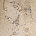Jacob jordaens, study of a lady looking down, seen en profile towards the left, resting her right hand on her left shoulder