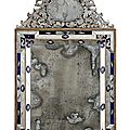 A fine venetian partly cut, etched and blued glass mirror, 19th ct