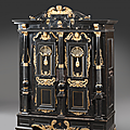 Importante armoire en bois noirci et doré, nuremberg, fin xviième - début xviiième siècle