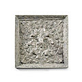A rare large silvered-bronze square 'lion and grapevine' mirror, Tang Dynasty, 7th-8th Century