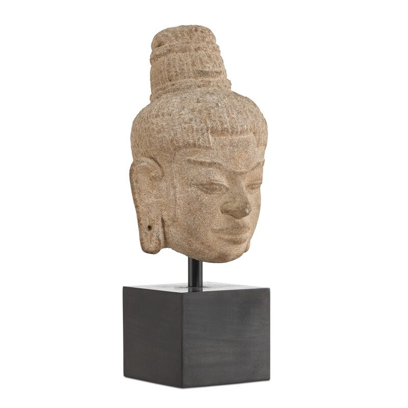 A stone head of Buddha, Champa, 12th century