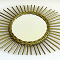 Déco vintage ... grand miroir en rotin * azalée 