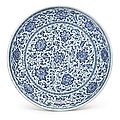 A blue and white ming-style 'floral' dish, qing dynasty, 18th century