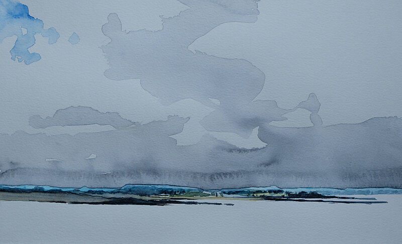 Golfe du morbihan, aquarelle in situ, le 30 avril 2018