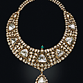 'the nizam of hyderabad necklace'. an antique diamond, emerald and enamel necklace