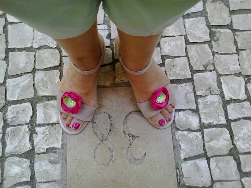 accessoires de chaussures vert anis rose fuchsia Melle Cereza