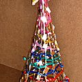 Le cône déco de Noël - Réutilisation déchets branches bois carton et morceaux bolduc - Création art Objet recyclage récupération 