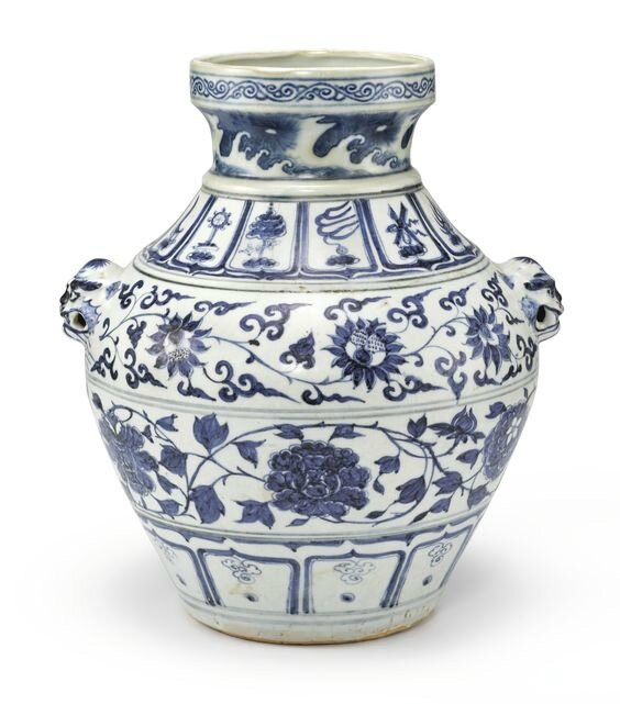 A blue and white jar, guan, Yuan dynasty (1279-1366)
