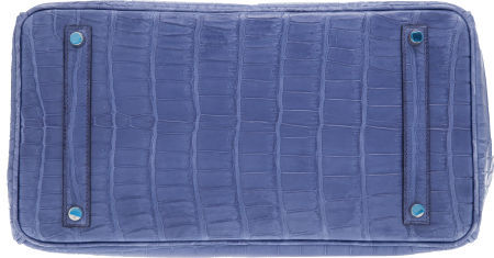 Hermes 35cm Matte Brighton Blue Porosus Crocodile Birkin Bag with Palladium  Hardware - Alain.R.Truong