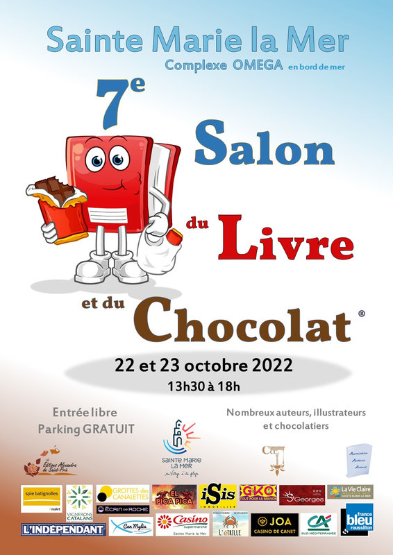 Affiche A3 - 7e Salon du livre et du chocolat - Sainte Marie la Mer - 22 23 oct 2022 - OK (002)