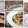 Menu de fêtes: crème brûlée foie gras, risotto aux fruits de mer, panier meringués à la fraise -anti-crise marque repère 4€/pers