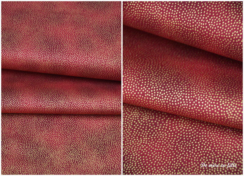 fond rouge petits pois or