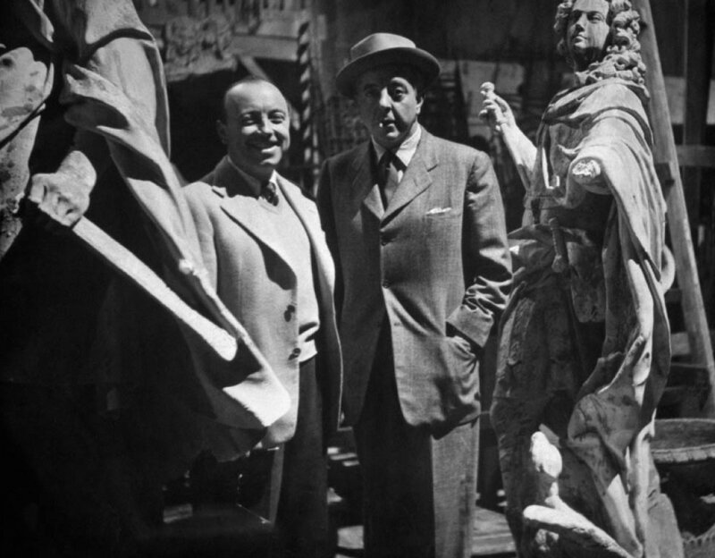 Marcel Carné et Jacques Prévert sur le tournage des Portes de la Nuit (1946)