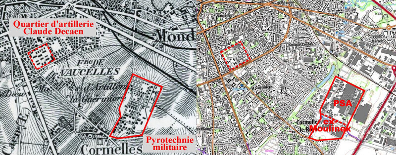 Pyrotechnie militaire de Caen, IGN 1950