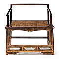A meditation huanghuali chair with matted seat 'chanyi', probably qing dynasty