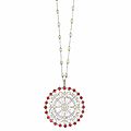 Belle epoque platinum, gold, pearl, diamond and ruby pendant with platinum and pearl chain necklace