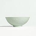A fine and rare moulded celadon bowl, mark and period of yongzheng (1723-1735)