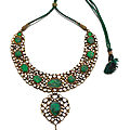A diamond and emerald-set enamelled necklace, north india, late 19th century