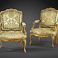 Belle paire de fauteuils à la reine en bois sculpté et redoré d'époque louis xv, attribuée à louis cresson
