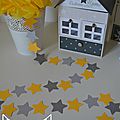 guirlande étoiles cousues papier carton gris jaune étoile décoration chambre enfant bébé garçon fille