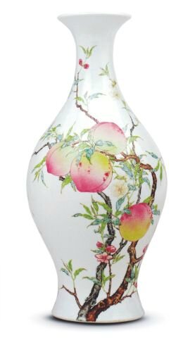 Famille-rose enamelled ‘peach’ vase, mark and period of Yongzheng