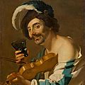 Dirck van baburen (circa 1594 utrecht 1624), violin player with a wine glass, 1623