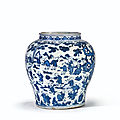 A rare blue and white 'boys' jar, guan, ming dynasty, wanli six-character mark and of the period (1573-1619)