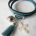 Bracelet Pompon catho (turquoise)