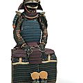 A hanaito odoshi nimai-do gusoku (blue and purple laced two-piece cuirass armor), edo period, 17th century