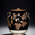 A black-glazed 'partridge feather' jar and cover, northern song dynasty (960-1127)
