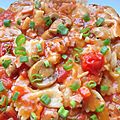 Farfalle au jambon et tomates, cuisson en sauce {au cooking chef}