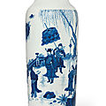 A large blue and white sleeve vase, transitional period, mid-17th century