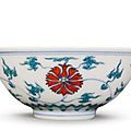 A doucai ‘lotus’ cup, yongzheng mark and period (1723-1735)