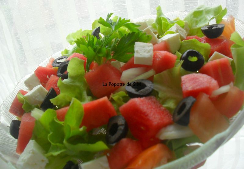 Salade Verte A La Pasteque Et Fromage Feta La Popotte De Silvi