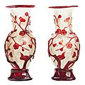 Pair of Chinese Red Overlay Glass Vases, 18th-19th Century. 