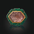 An antique emerald and carved spinel pendant, late 18th century
