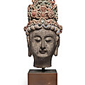 A polychrome-painted stucco head of a bodhisattva, song-yuan dynasty
