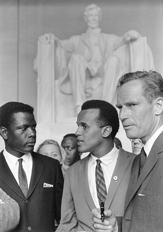 Poitier_Belafonte_Heston_Civil_Rights_March_1963