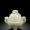 A white jade tripod censer and cover, qing dynasty, 18th century