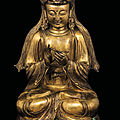 A gilt bronze figure of vairocana, china, ming dynasty, 16th century