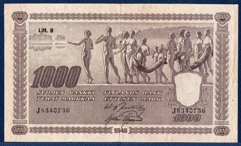 Finland-1000-Markkaa-1945-F