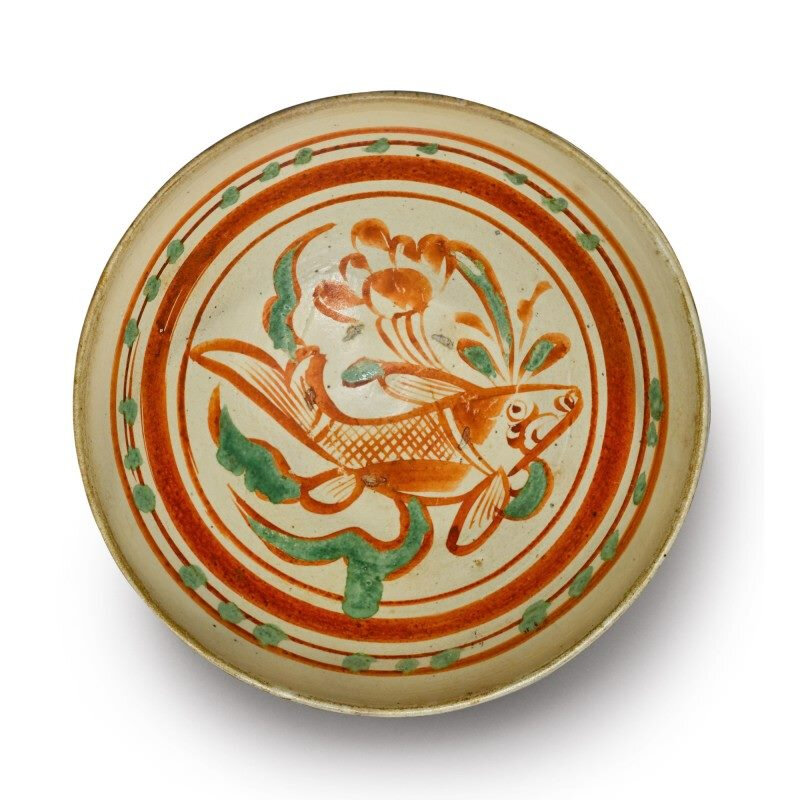 A painted Cizhou polychrome 'Fish' bowl, Jin dynasty (1115-1234)