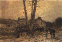 Beauquesne, soldats prussiens sur une route de campagne