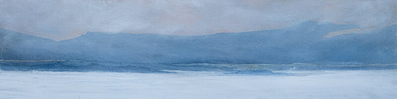 Nuages montant sur le golfe, aquarelle et pastel, avril 2018