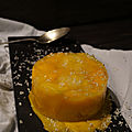 Salade de mangue et de banane au gingembre en gelée d'orange