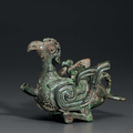 A rare small bronze phoenix-form ewer, china, late western-early eastern zhou dynasty, 8th-7th century bc 