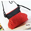sac becassine retro skai gris et orange pois