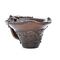 A rhinoceros horn archaistic libation cup, 18th century